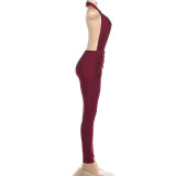 EVE Sleeveless Solid Color Backless Jumpsuit GZJQ-K25Q83764