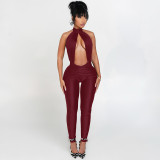 EVE Sleeveless Solid Color Backless Jumpsuit GZJQ-K25Q83764