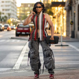 EVE Colorful Print Sleeveless Backless Tops GZJQ-K25L85358