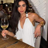 EVE Mesh Patchwork Halterneck Irregular Top GZJQ-K25B87223