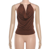 EVE Solid Color Halterneck Backless Tops GZJQ-K25B87999