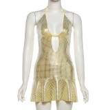 EVE V Neck Hollow Out Backless Mini Dress GZJQ-K25D88525