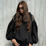 EVE Mesh Patchwork Solid Color Hooded Top GZJQ-K25L87505