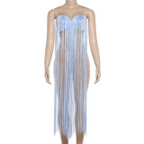 EVE Sexy Sling Tassel Patchwork Tops GZJQ-K25B86717