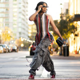 EVE Colorful Print Sleeveless Backless Tops GZJQ-K25L85358