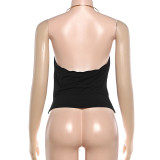 EVE Solid Color Halterneck Backless Tops GZJQ-K25B87999