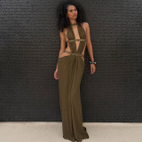 EVE Sexy Hollow Out Backless Maxi Dress GZJQ-K25D85500