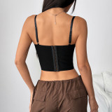 EVE Solid Color Lace Patchwork Fishbone Underwire Tank Top GOMN-71115