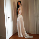 EVE High Collor See Through Flare Sleeve Two Piece Skirt Set XEF-K25S87629