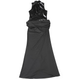 EVE PU Leather Patchwork Sleeveless Split Maxi Dress XEF-K25D89909