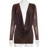 EVE Mesh Long Sleeve Backless Mini Dress GSZM-D25DS582