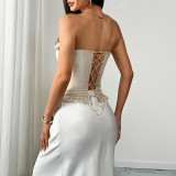 EVE Lace Lace Fishbone  Bandeau Tank Tops GOMN-71015