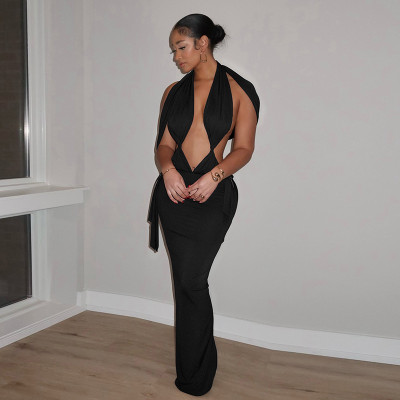 EVE Sexy Hollow Out Backless Maxi Dress GSZM-C25DS453