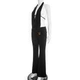 EVE Halterneck Backless Tops Micro Flare Pants 2 Piece Set GDSF-D25ST556