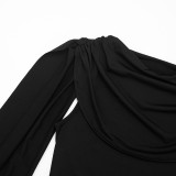 EVE Shawl Collar Tops Pleated Skirt 2 Piece Set GDSF-C25ST414