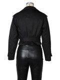 EVE Double-breasted Lapel Tie Up Coat ZSD-0776