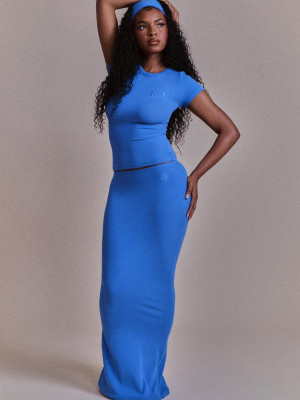 EVE Embroidered O Neck Short Sleeve Top And Long Skirt Set YWXS-K25L1280