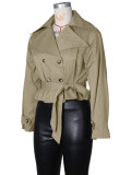 EVE Double-breasted Lapel Tie Up Coat ZSD-0776