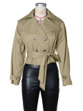 EVE Double-breasted Lapel Tie Up Coat ZSD-0776