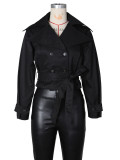 EVE Double-breasted Lapel Tie Up Coat ZSD-0776