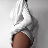 EVE Solid Color Long Sleeve Tight Bodysuit GSLF-K25K89083