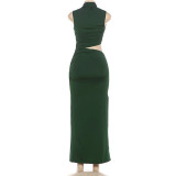 EVE Sexy Wrap Chest Hollow Out Fishtail Dress GSLF-K25D85449