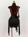EVE Solid Color Backless Irregular Mini Dress GXIY-K25L1668
