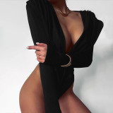 EVE Solid Color Long Sleeve Tight Bodysuit GSLF-K25K89083