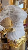 EVE Hollow Out Long Sleeve Sequin Mini Dress GCNE-73456