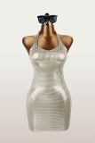 EVE Solid Color Halterneck Backless Mini Dress GXIY-K25L1733