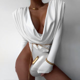 EVE Solid Color Long Sleeve Tight Bodysuit GSLF-K25K89083