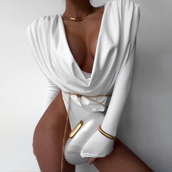 EVE Solid Color Long Sleeve Tight Bodysuit GSLF-K25K89083