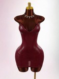 EVE Deep V Neck Solid Color Sling Mini Dress GXIY-K25L1825