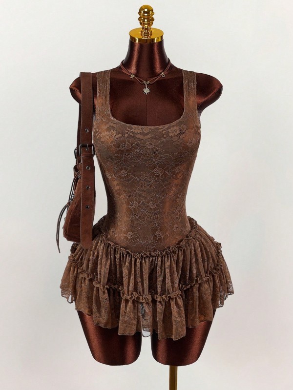 EVE Sleeveless Lace Patchwork Mini Dress GXIY-K25L1805