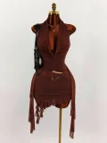 EVE Solid Color Backless Irregular Mini Dress GXIY-K25L1668