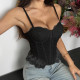 EVE Lace Patchwork Zipper Sling Tank Tops GOMN-71305