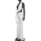 EVE Solid Color Tight Sleeveless Two Piece Pants Set GDSF-J25ST472