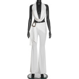 EVE Solid Color Tight Sleeveless Two Piece Pants Set GDSF-J25ST472