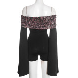 EVE One Shoulder Leopard Print Romper MXBF-J25RP468