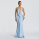 EVE Solid Color Deep V Neck Backless Maxi Dress GYME-K25D86748