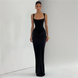 EVE Solid Color Sleeveless Square Neck Maxi Dress GYME-K25D86960