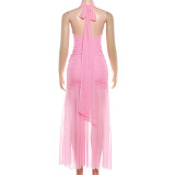 EVE Mesh Patchwork Sleeveless Backless Maxi Dress GYME-K25D87083