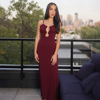 EVE Sexy Sling Hollow Out Backless Maxi Dress GYME-K25D87473