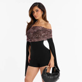 EVE One Shoulder Leopard Print Romper MXBF-J25RP468