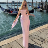 EVE Scarf-collar Backless Ruched Maxi Dress GYME-K25D88888