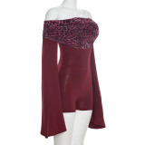 EVE One Shoulder Leopard Print Romper MXBF-J25RP468