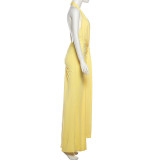 EVE Solid Color Deep V Neck Backless Maxi Dress GYME-K25D86748