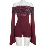 EVE One Shoulder Leopard Print Romper MXBF-J25RP468