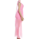EVE Mesh Patchwork Sleeveless Backless Maxi Dress GYME-K25D87083