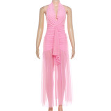 EVE Mesh Patchwork Sleeveless Backless Maxi Dress GYME-K25D87083